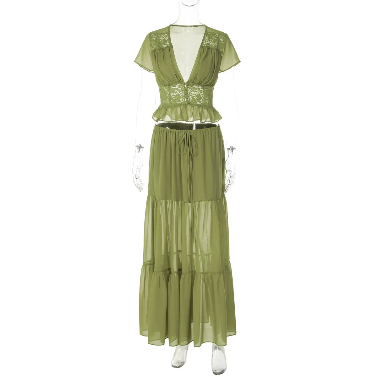 Jaiden Chiffon Lace Maxi Set