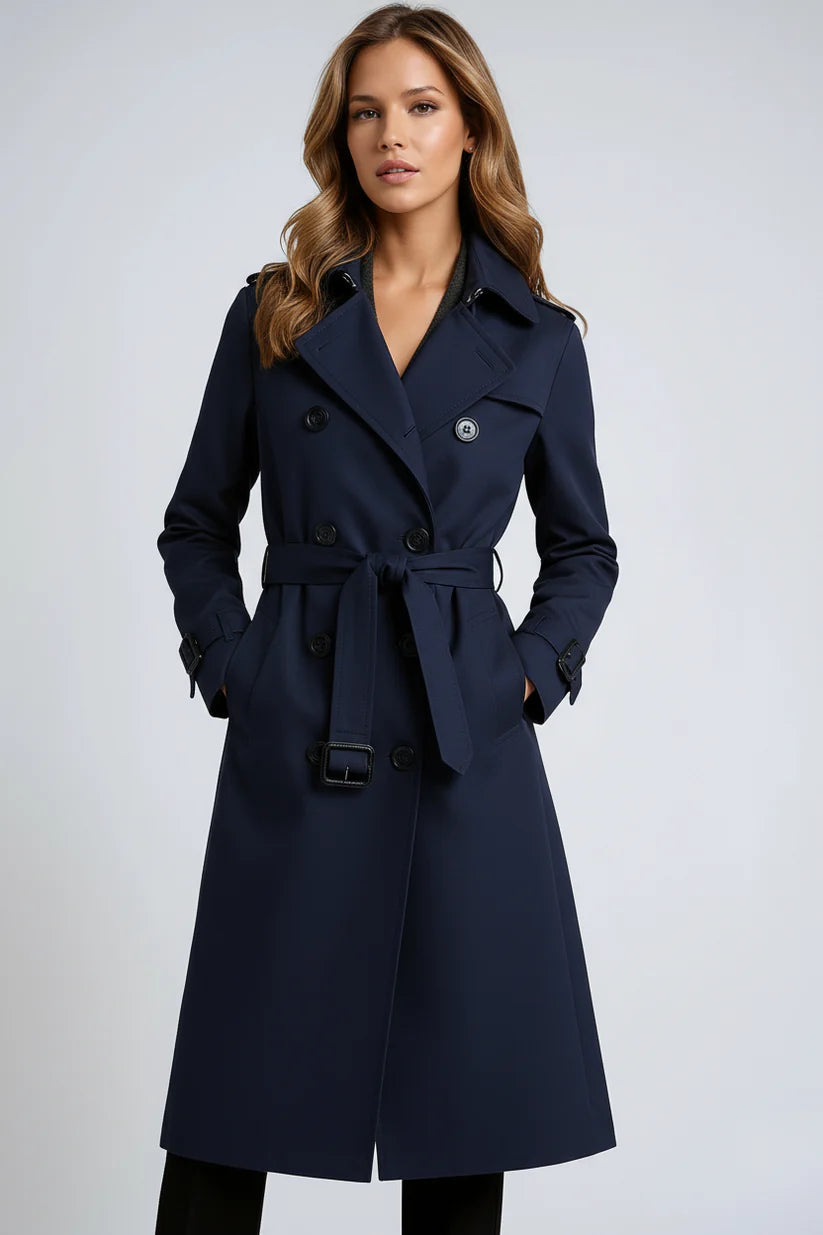 Women's Waterproof Long Trench Coat with Belt