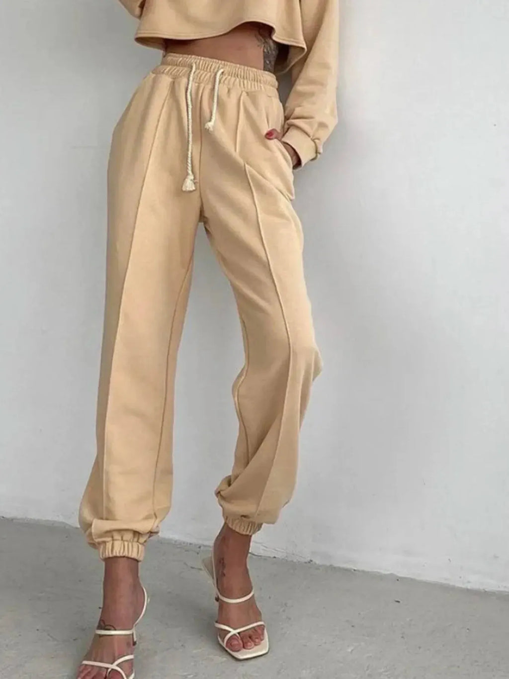 Jogger Pant Drawstring Tapered Leg Casual Chic Holiday