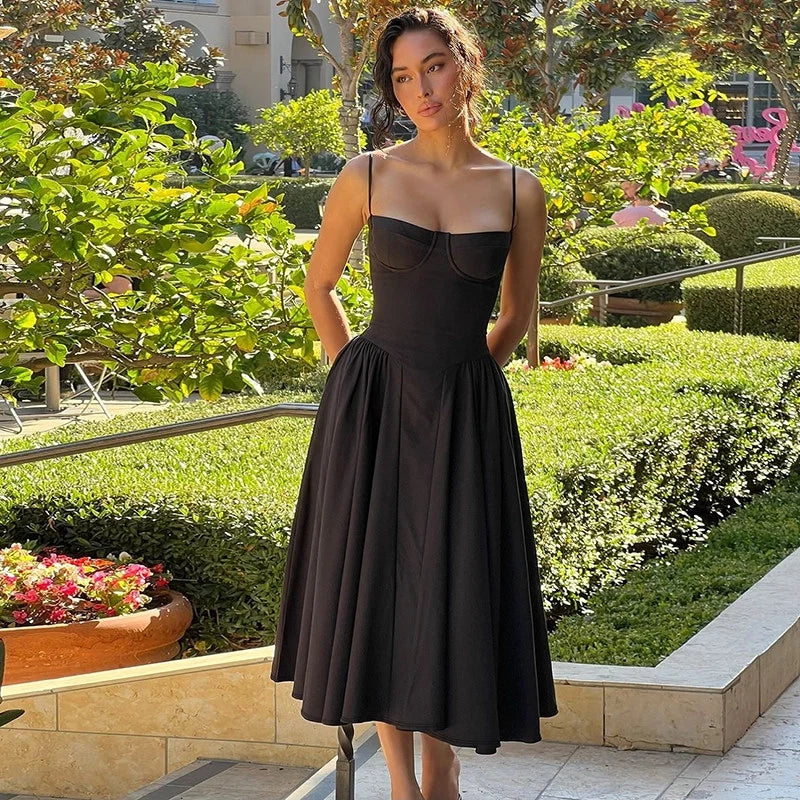 Square Neck Midi Slip Dress