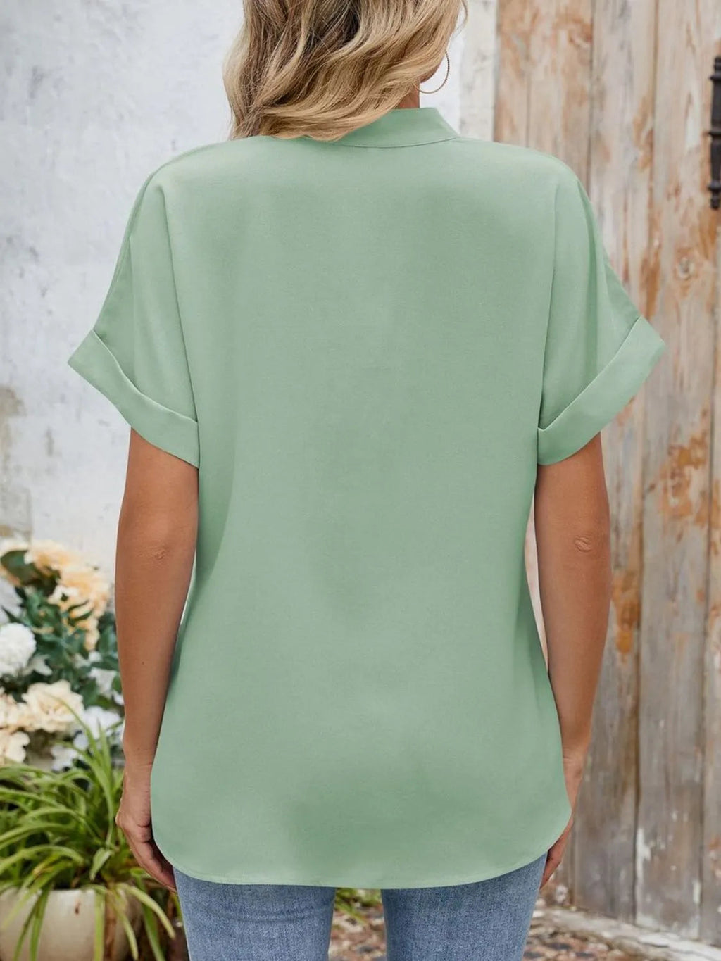 Blouse Top Button-Front Casual Workwear Everyday Cozy