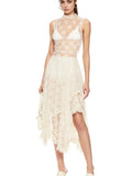 Asymmetrical Lace Midi Skirt for Women