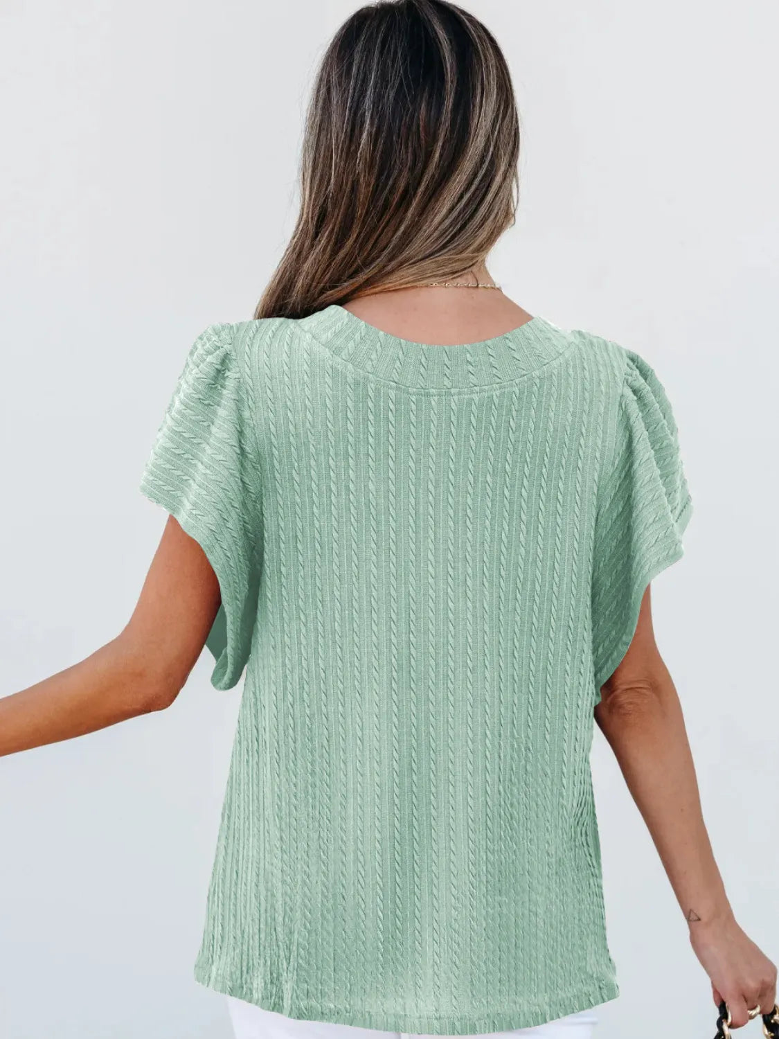 Blouse Top Casual Chic Boho Ruffle Sleeve Knit Elegant