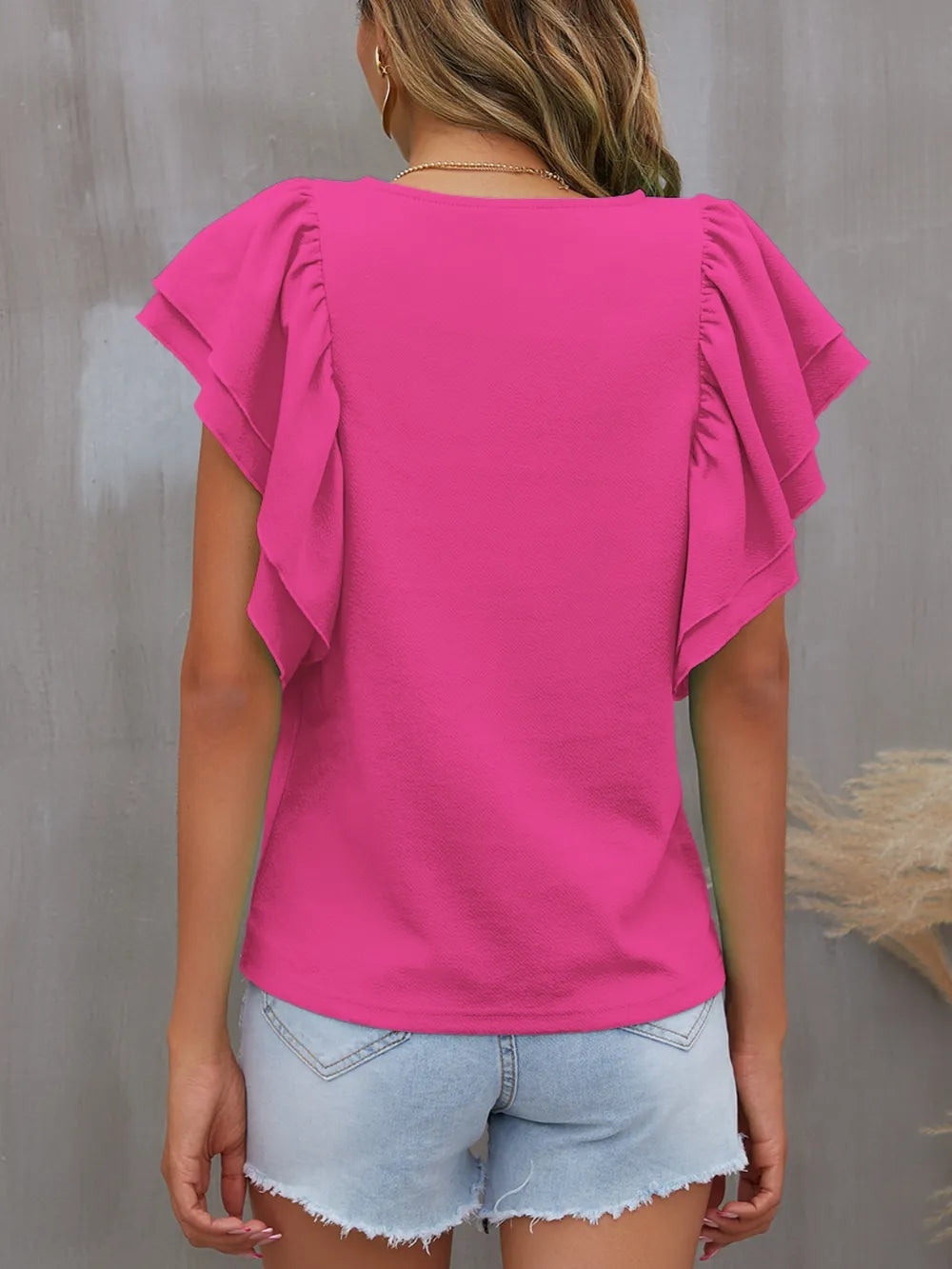 Blouse Top Casual Chic Ruffle Flounce Sleeve Party