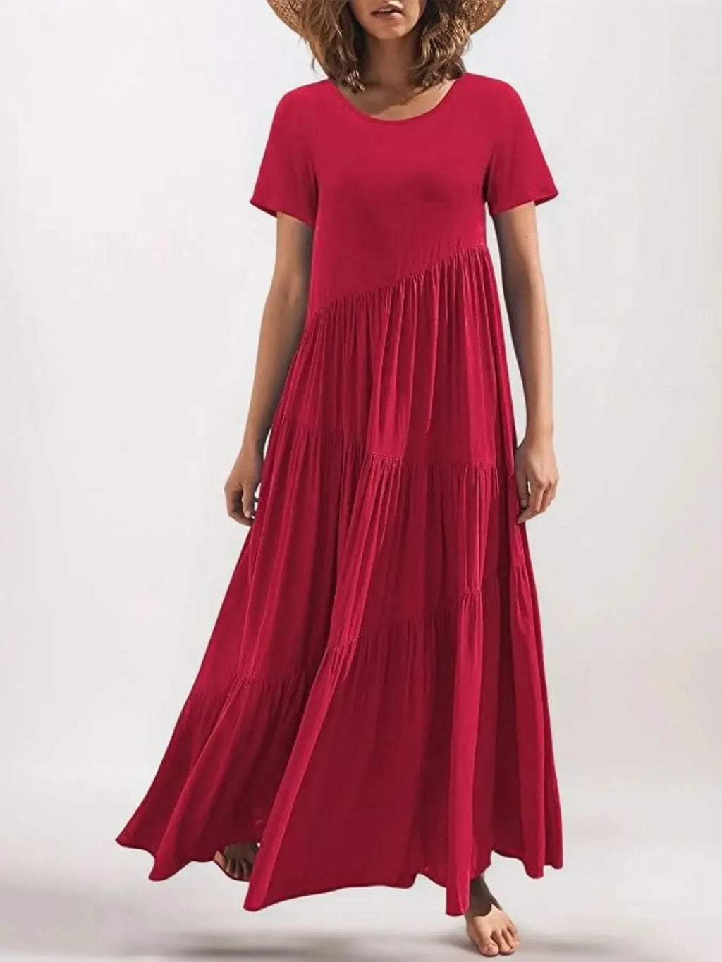 Maxi Dress Ruffle Everyday Comfortable Round Neck Vacation