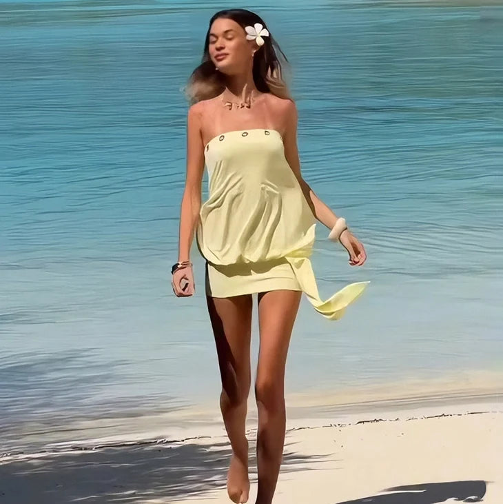 Ruched Strapless Mini Dress
