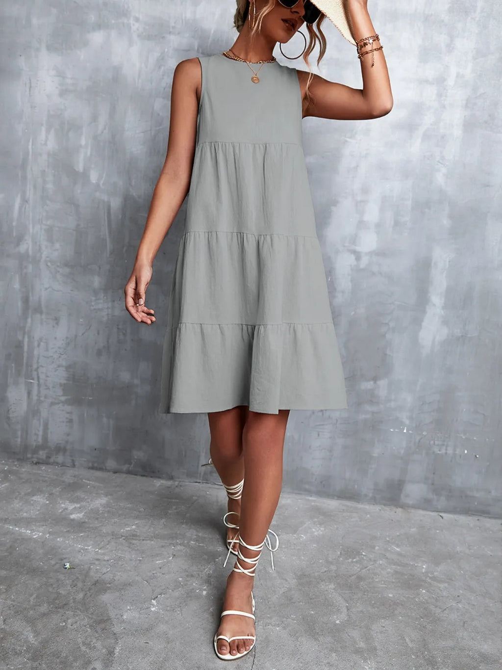Shift Mini Dress Sleeveless Casual Flowy Chic Boho