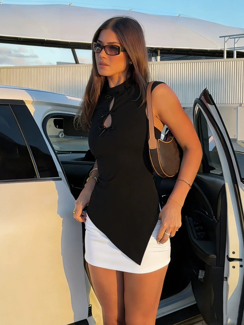 Mae Asymmetric Bow Cut-Out Top