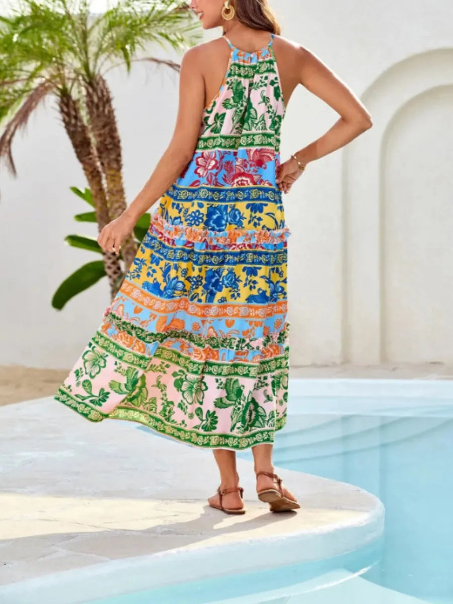 Ruffle Printed Maxi Dresses