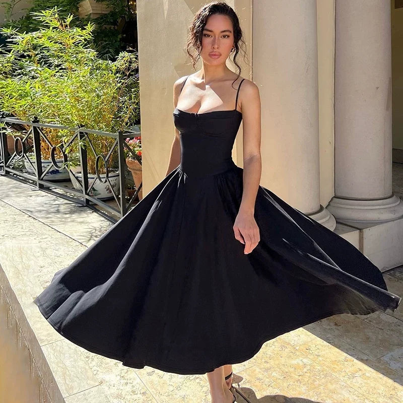 Square Neck Midi Slip Dress
