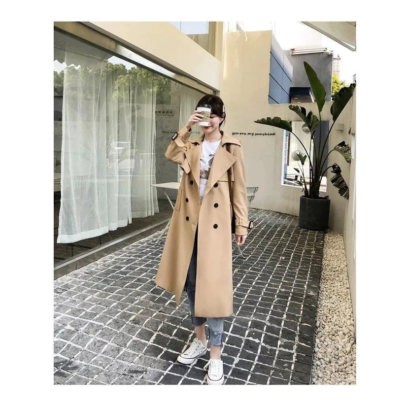 Women's Waterproof Long Trench Coat with Belt
