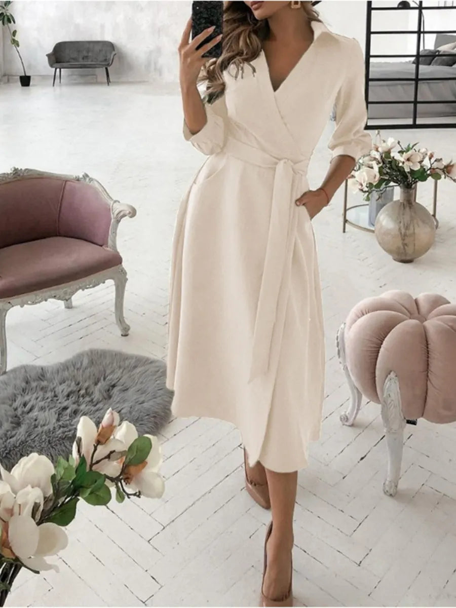 Lace Up Shirts Irregular Printed Maxi Dresses