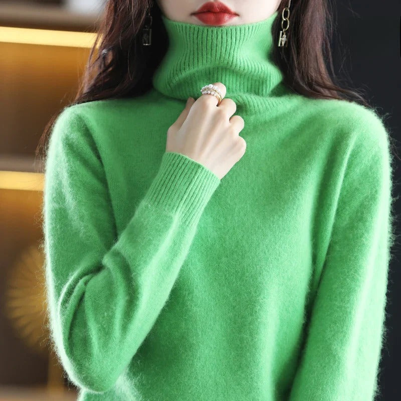 Women's Luxurious Soft-Knit Turtleneck with Ribbed Cuffs
