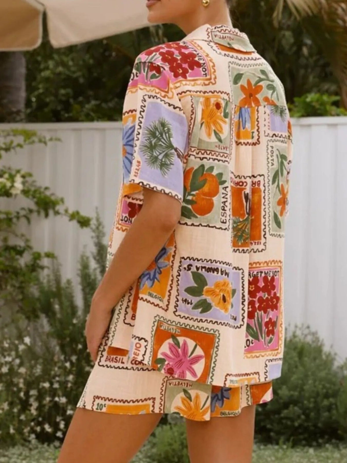 Two-Piece Outfit Set Short Sleeve Top & Drawstring Shorts