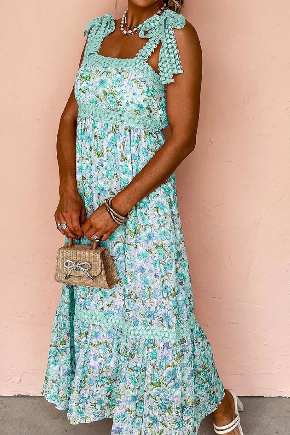 Maxi Dress Floral Lace Detail Chic Elegant Cocktail