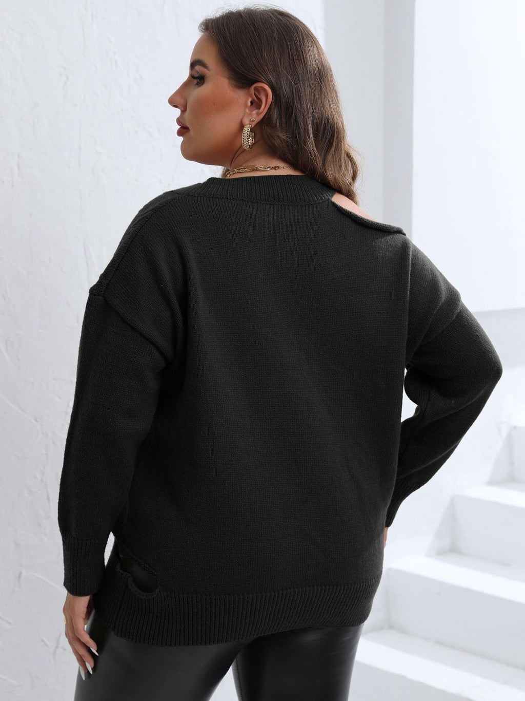 Cutout Sweater Chic Slightly Stretchy Trendy Casual
