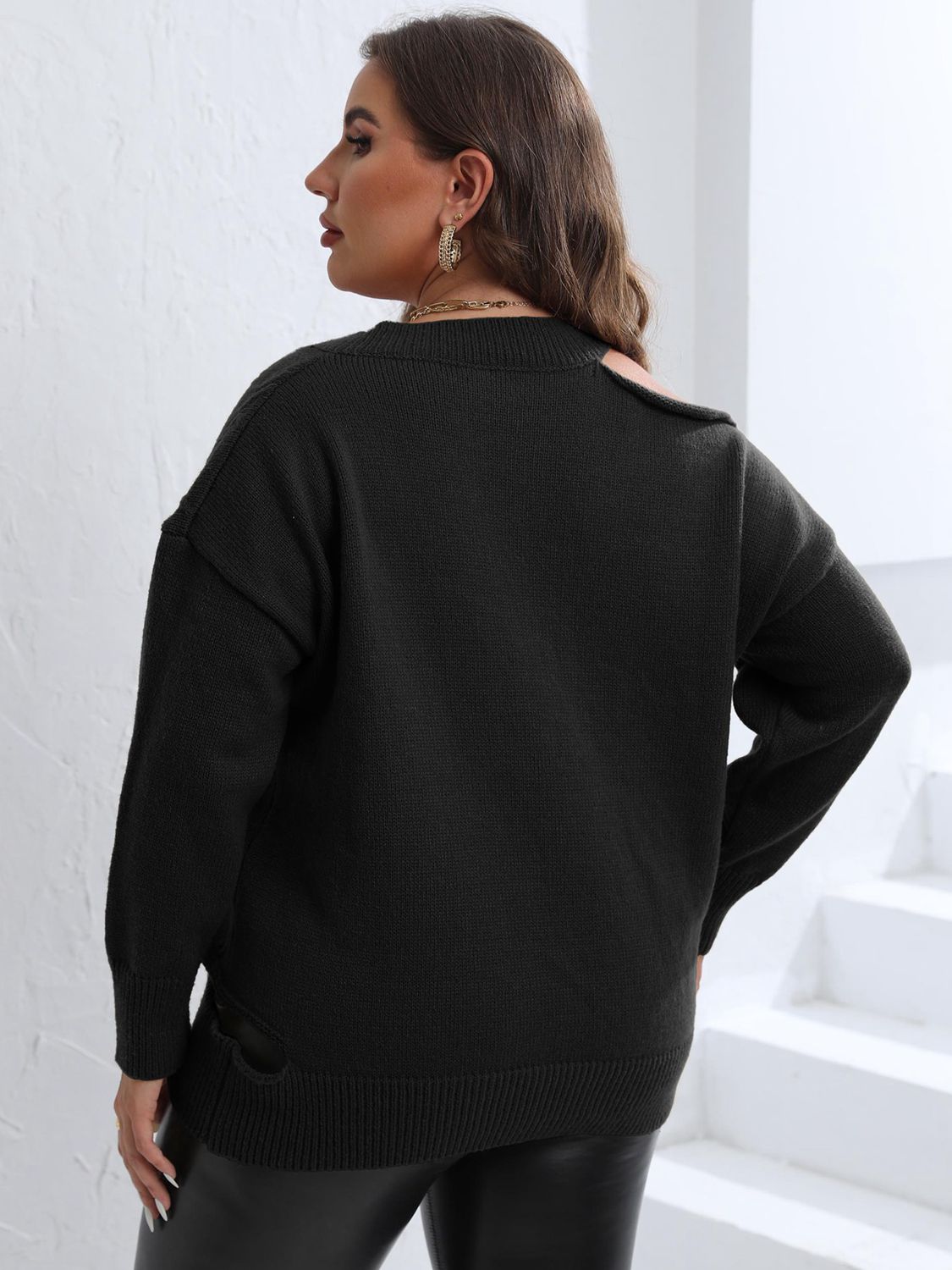 Cutout Sweater Chic Slightly Stretchy Trendy Casual