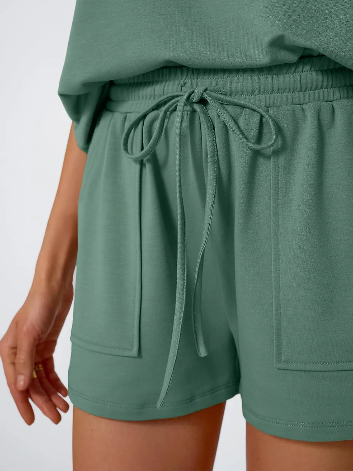 Outfit Set Minimalist Cap Sleeve Top & Drawstring Short