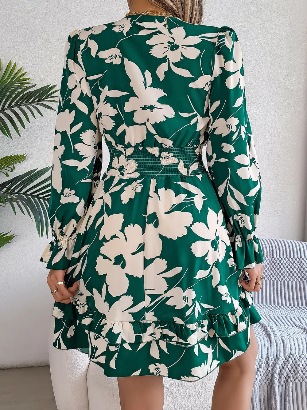 Sheath Mini Dress Floral Print Boho Ruffled Cottagecore