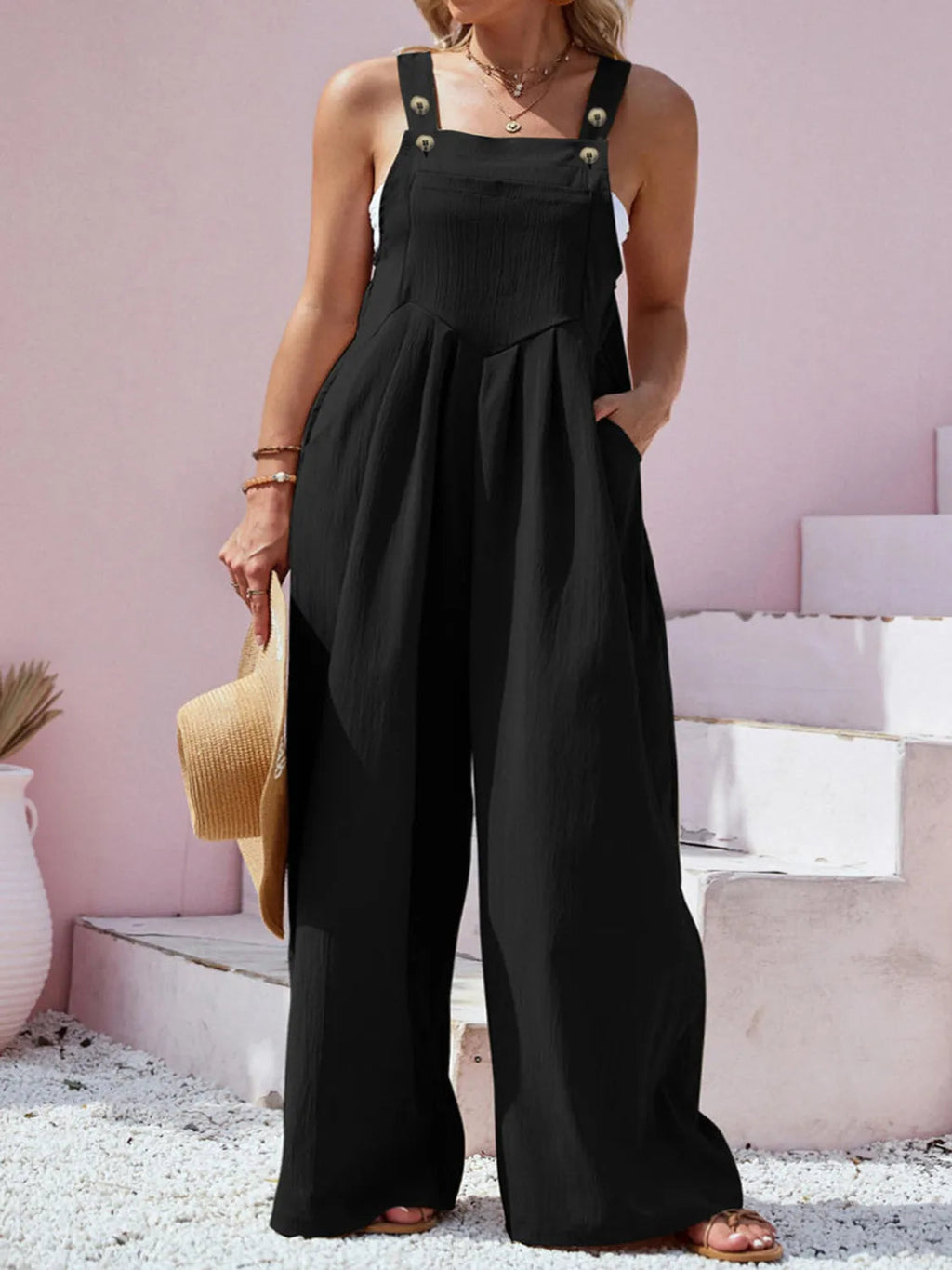 Overalls Boho Wide Leg Jumpsuit Flattering Vacation