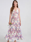 Lace Embroidery Spaghetti Strap Long Dress