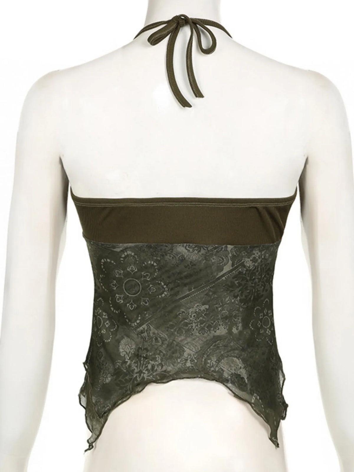 Metal Buckle Pleated Halter Neck And Backless Tank Top