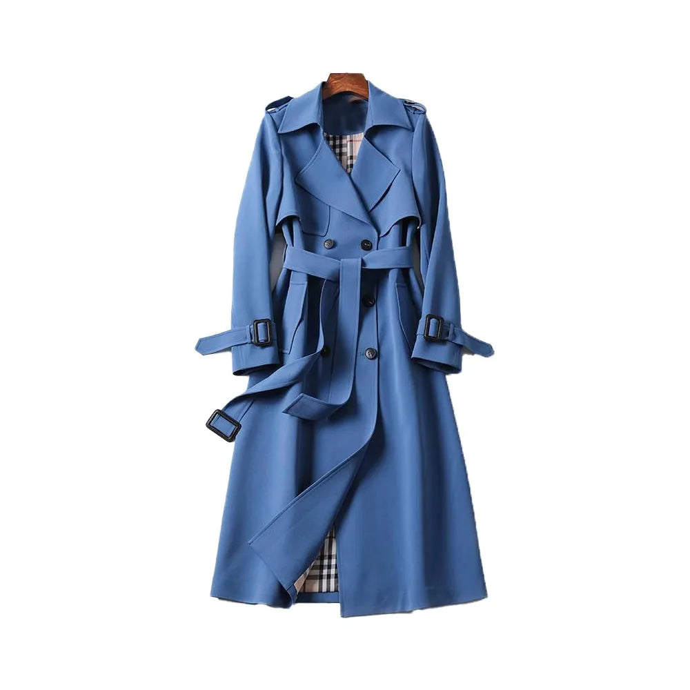 Women's Waterproof Long Trench Coat with Belt