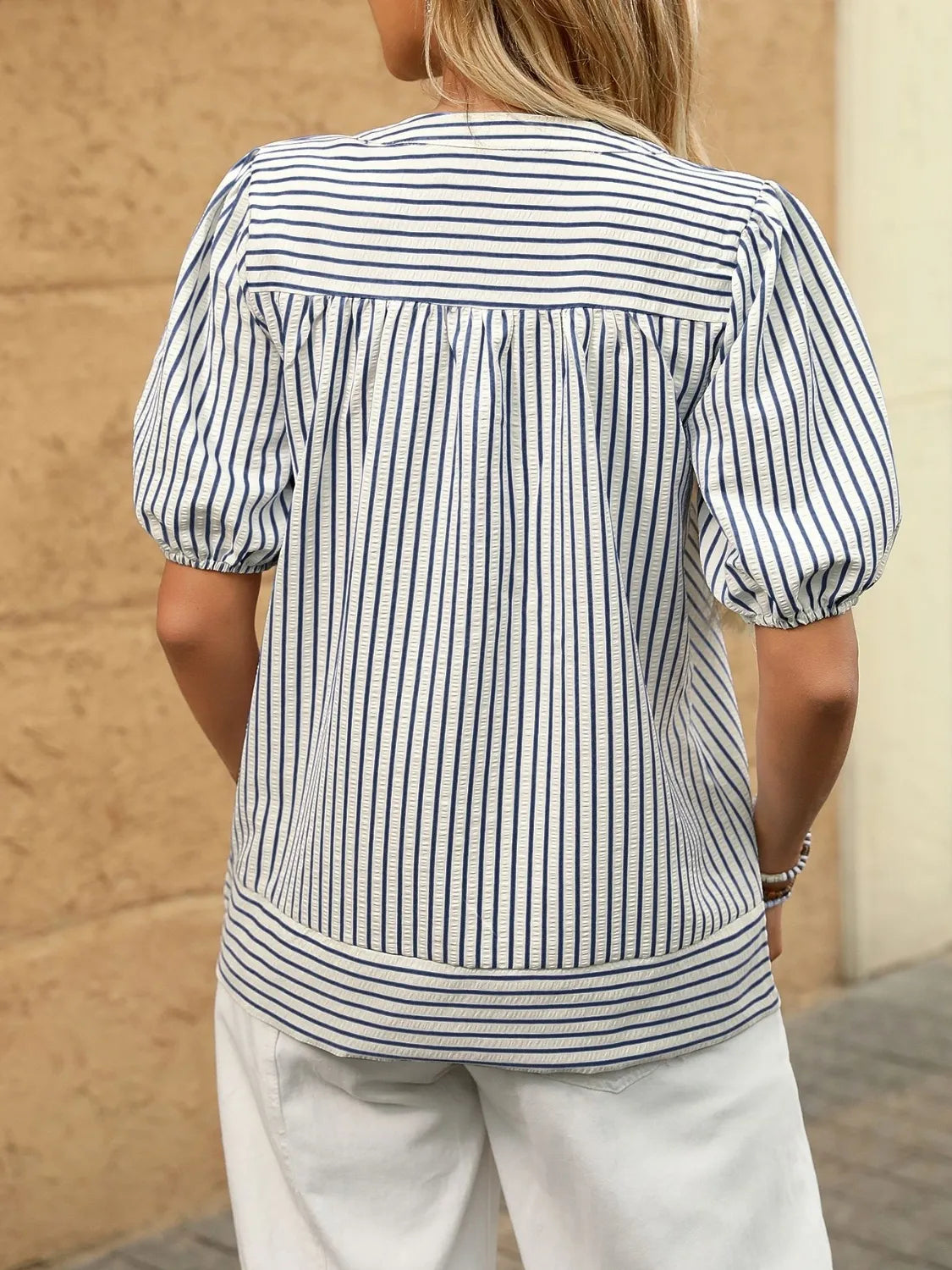 Blouse Top Casual Preppy Striped Chic Office Workwear