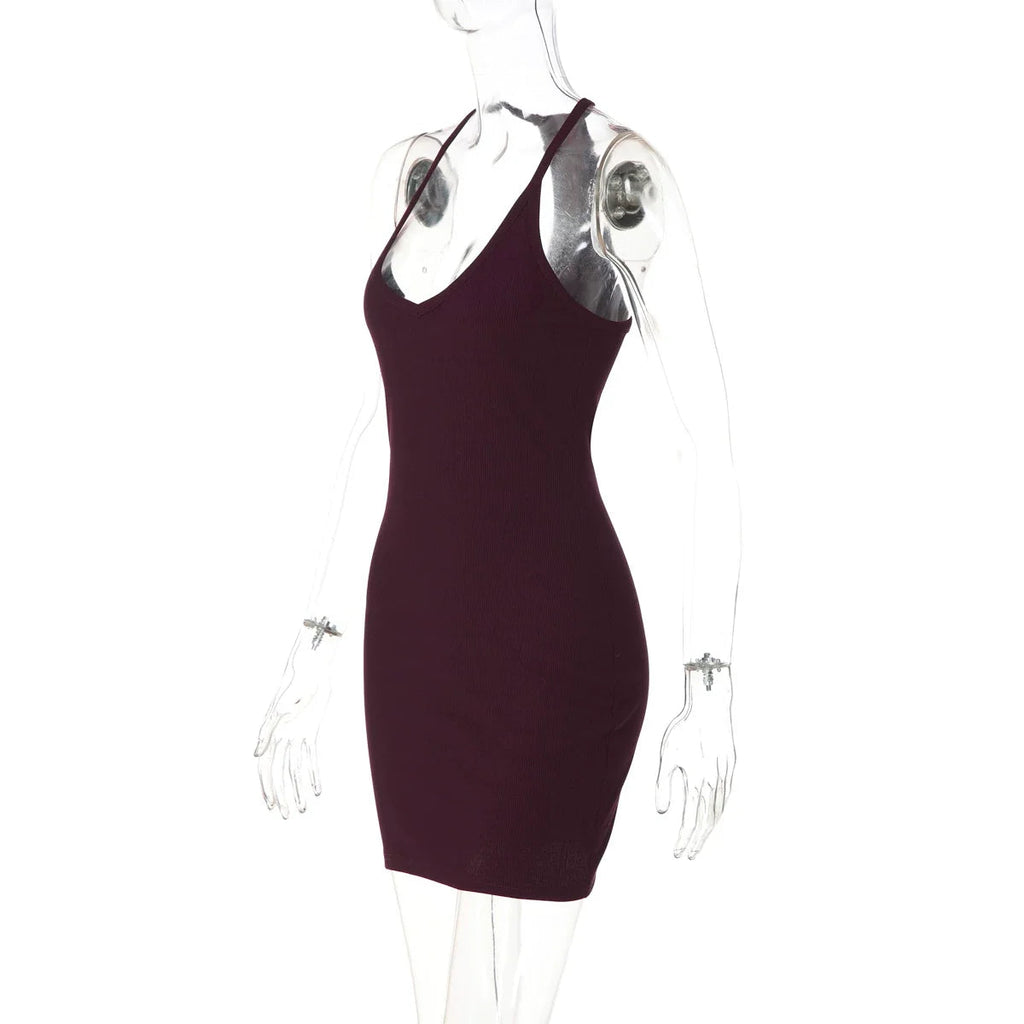 Aryiah Ribbed Halter Mini Dress