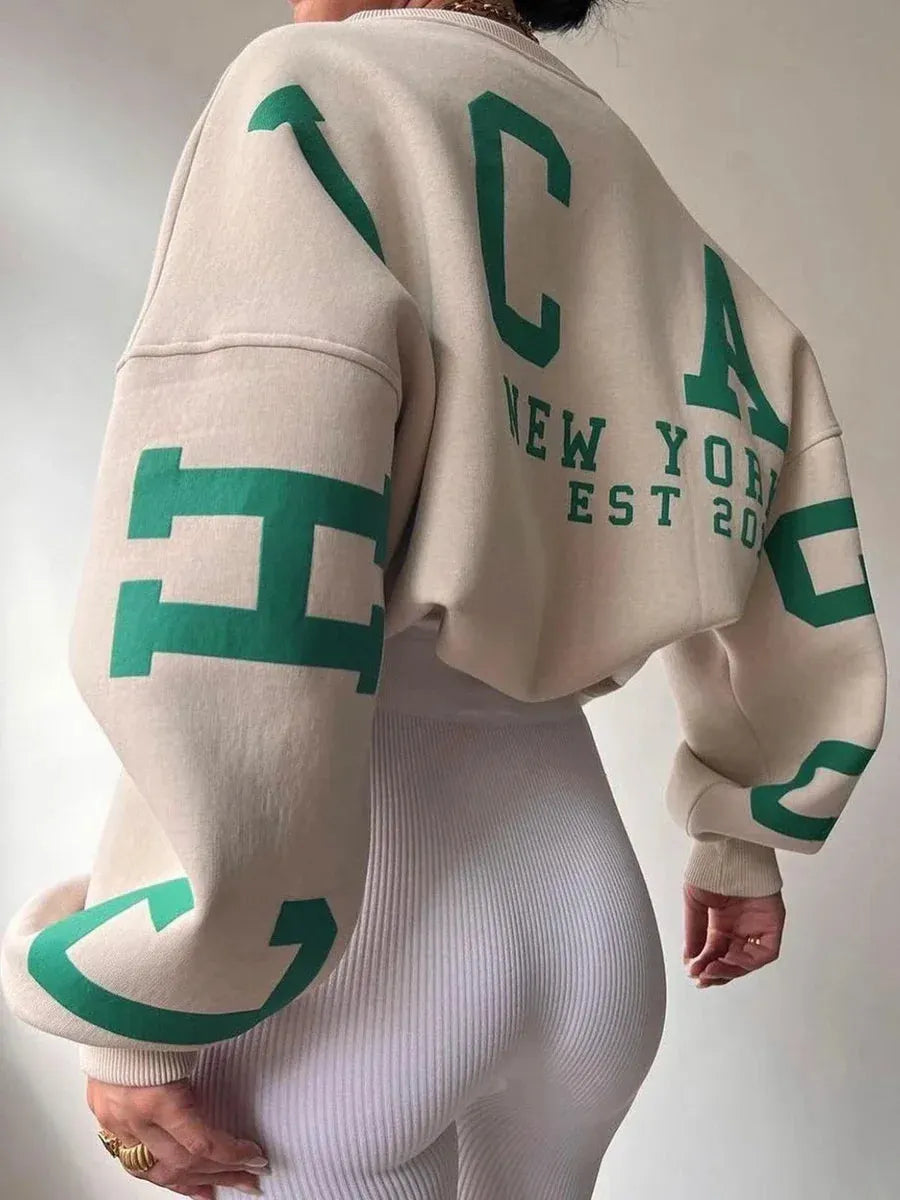 Women's Trendy Oversized Sweater with Letter Print