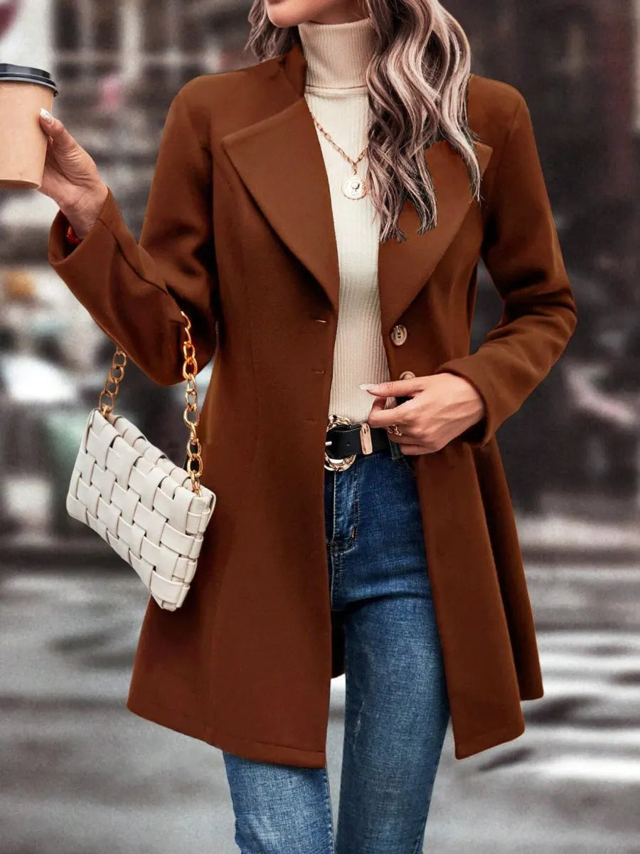 Lapel Slim Fit Woolen Cloth Draping Coats