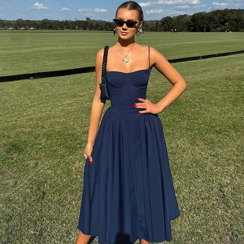 Square Neck Midi Slip Dress