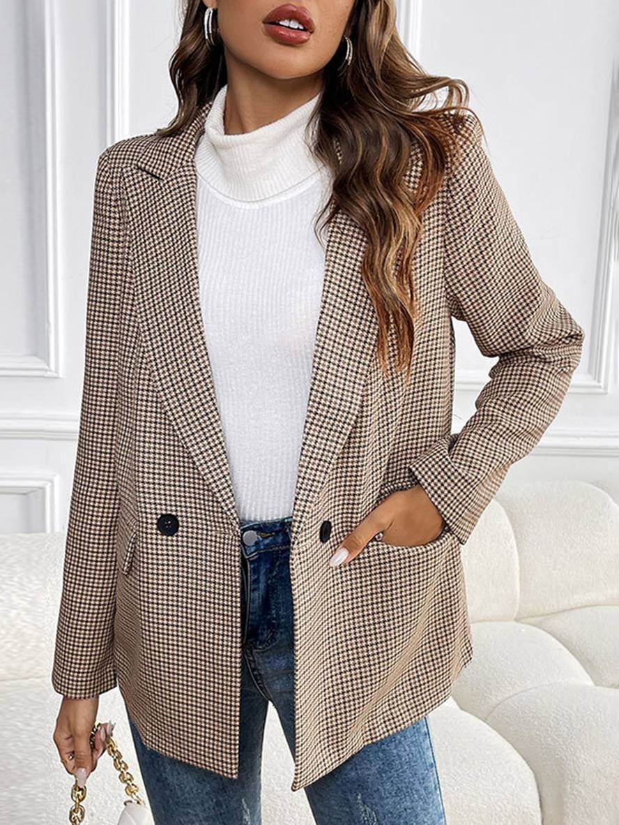 Elegant Comfortable Tailored Checked Women's Blazer