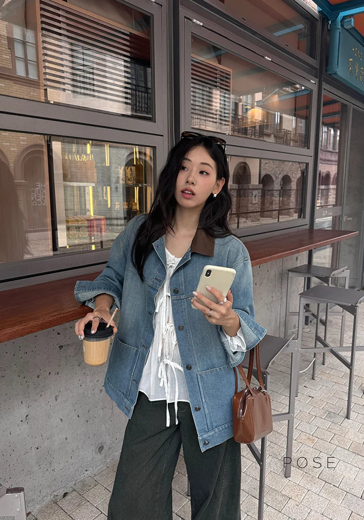 Saydee Panelled Washed Denim Jacket