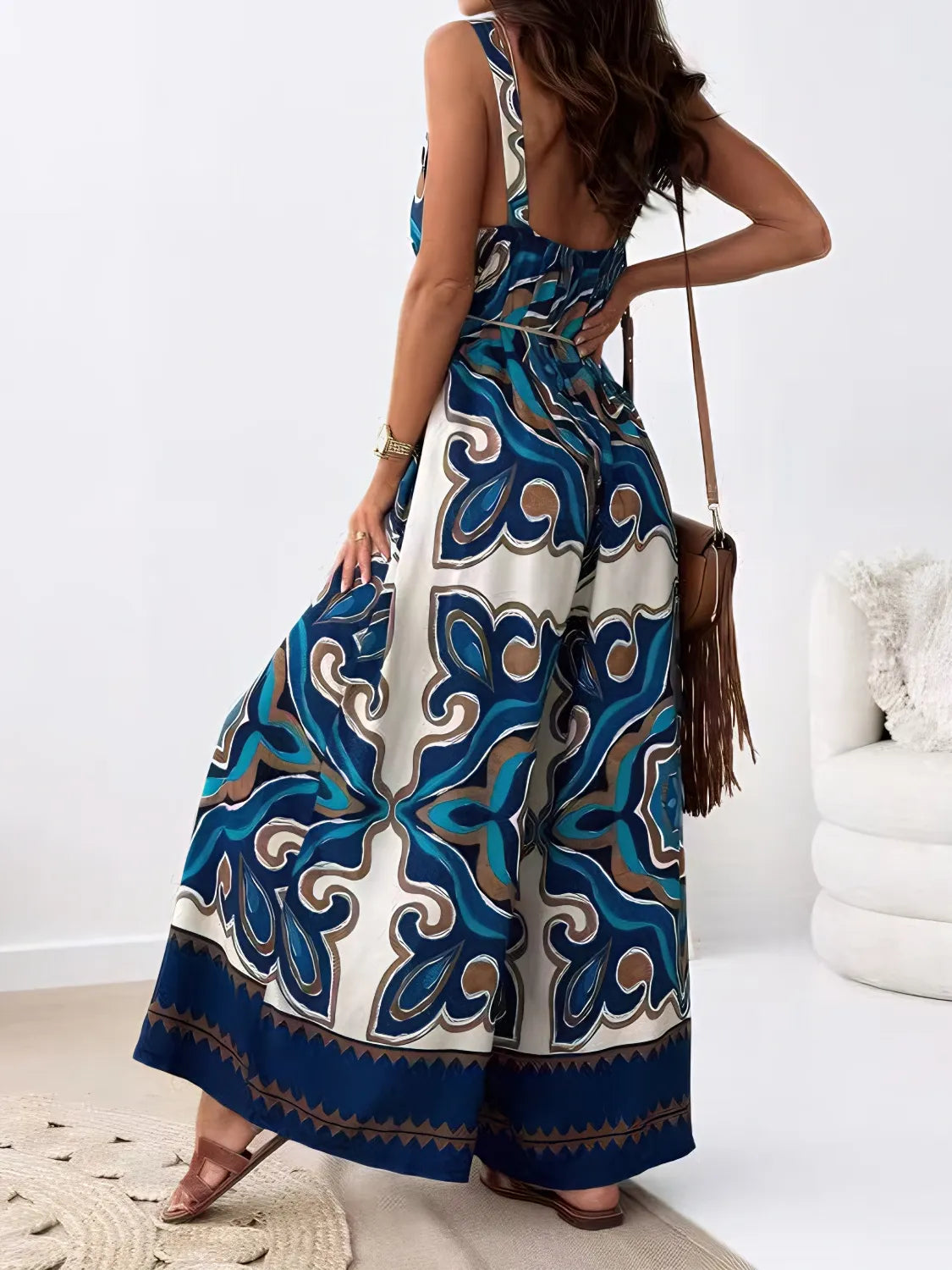 Boho V-Neck Wide Leg Jumpsuit