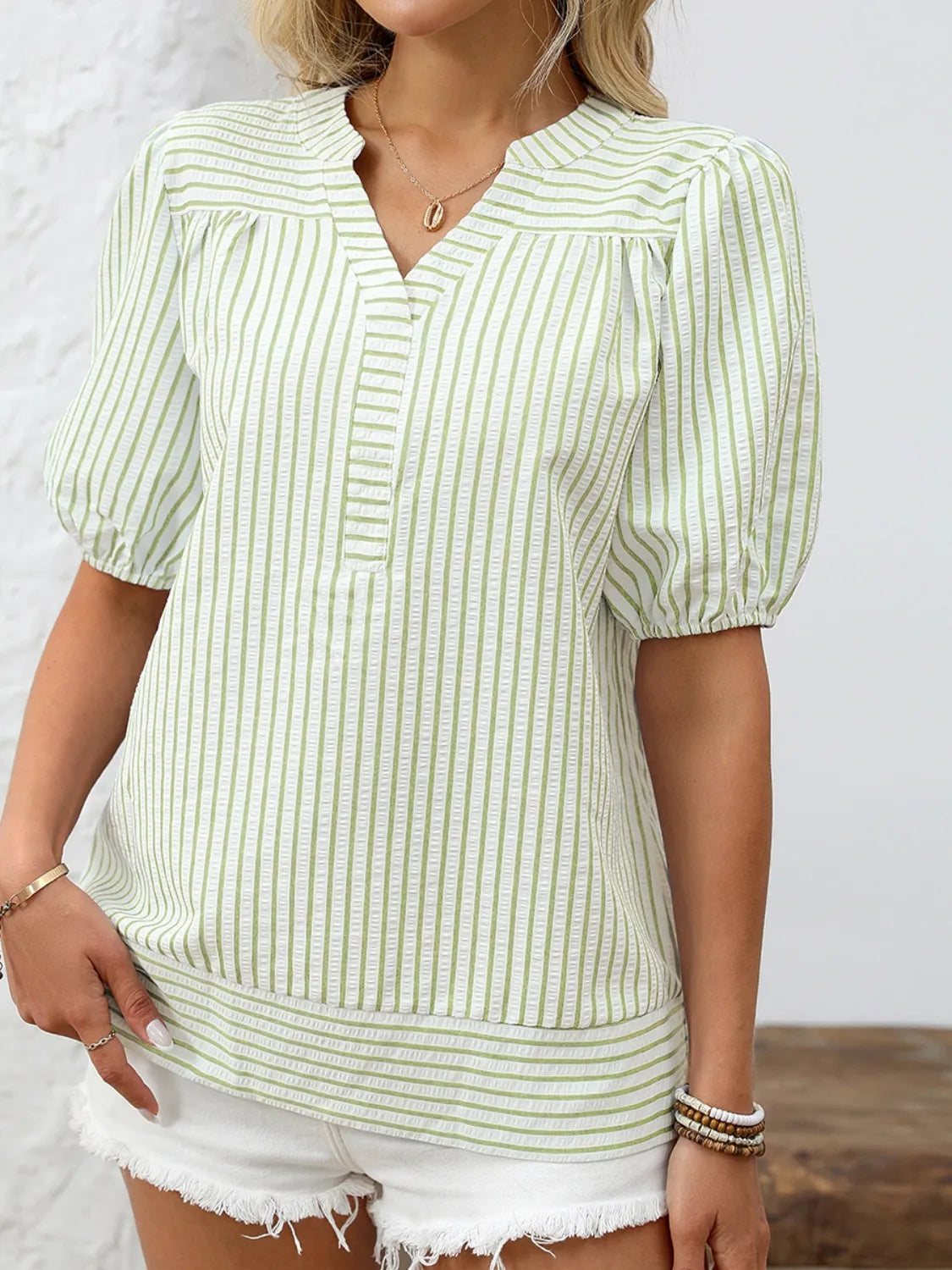 Blouse Top Casual Preppy Striped Chic Office Workwear