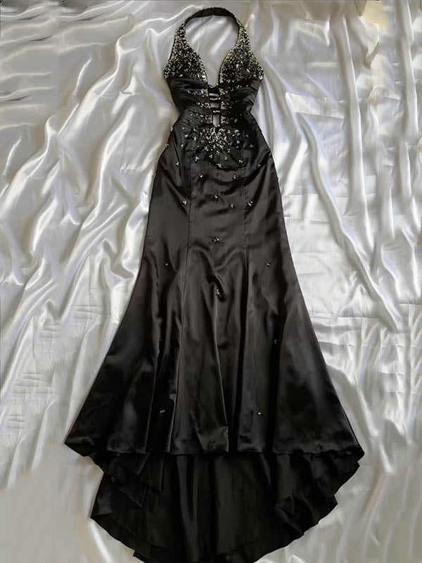 Sequinned Sleeveless halterneck Evening Mermaid Maxi Dresses