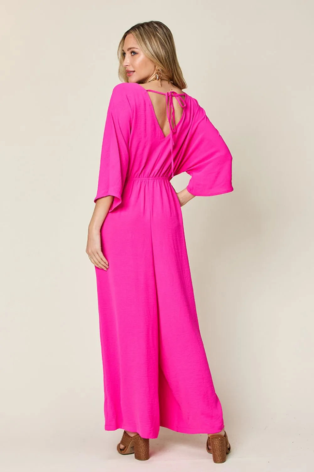 Surplice Wide Leg Jumpsuit with Pockets – Full Size