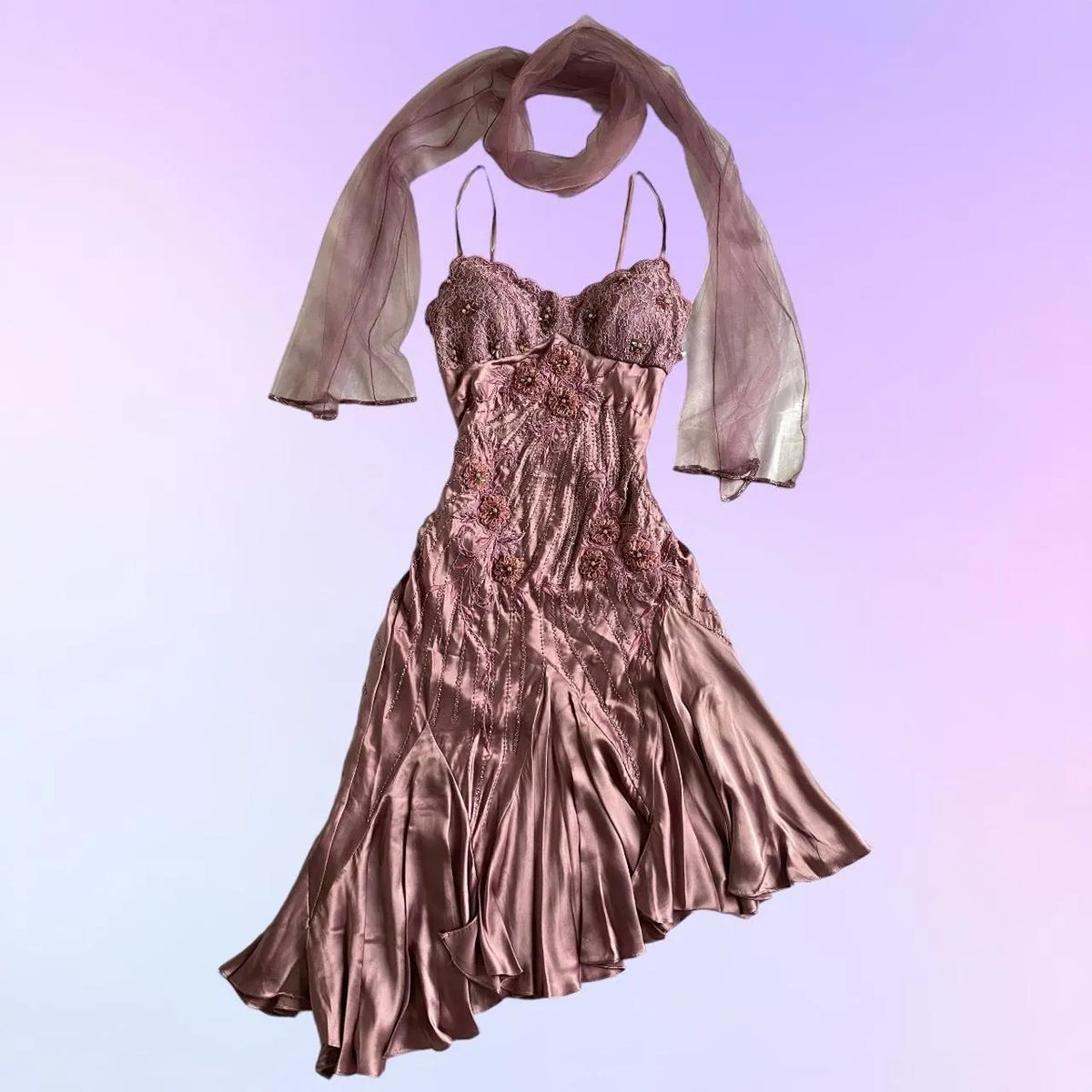 Pink Purple Retro Fashion Beautiful Dreamy Exquisite Floral Beaded Spaetti Straps Short Mid-Length satin Prom Dress Evening Party Dress Prom Dress Homecoming Dress
