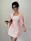 Women's Tweed Set with Short Jacket and Mini Dress