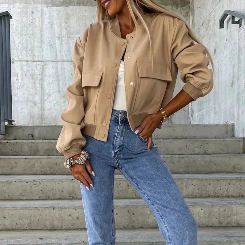 Women's Bomber Jacket with Casual Style and Comfort