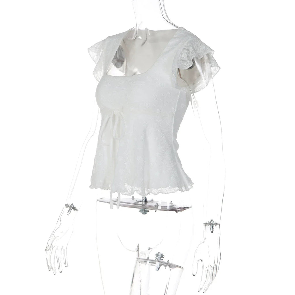 Jonah Lace Flutter Sleeve Top