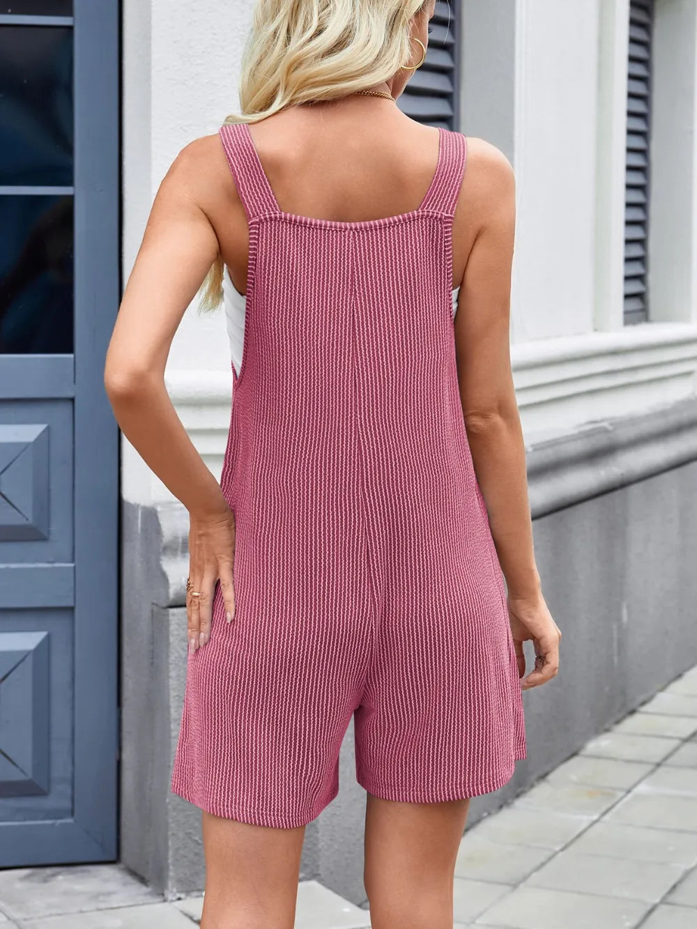 Overalls Knotted Strap Ribbed Casual Stretchy Holiday