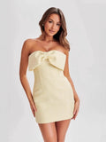 Tweed Bow Solid Color Formal Dress Mini&Short Dresses
