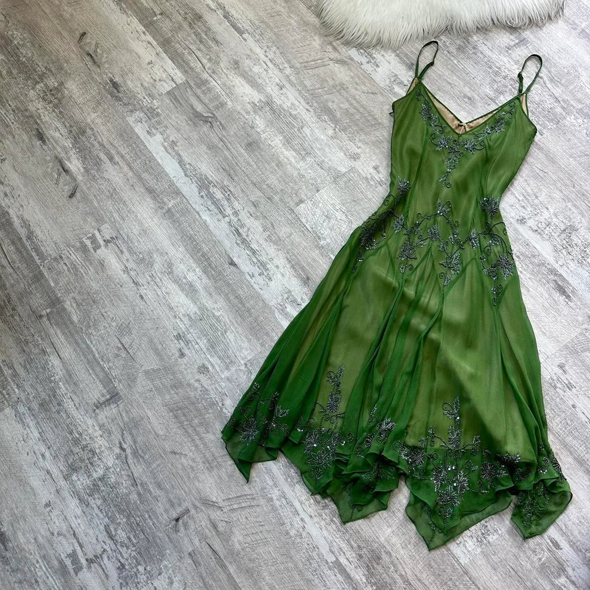 Green fairy homecoming dress Yk floral beaded mini flowy short/mid/long chiffon Prom Dress evening dress party dress