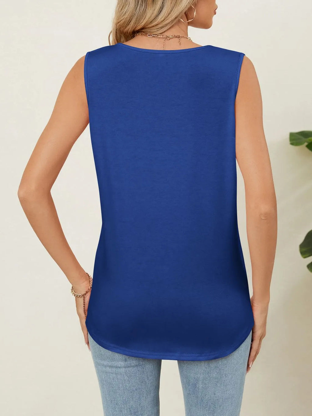Tank Top Basic Casual Comfort Boho Chic Pleated Stretch