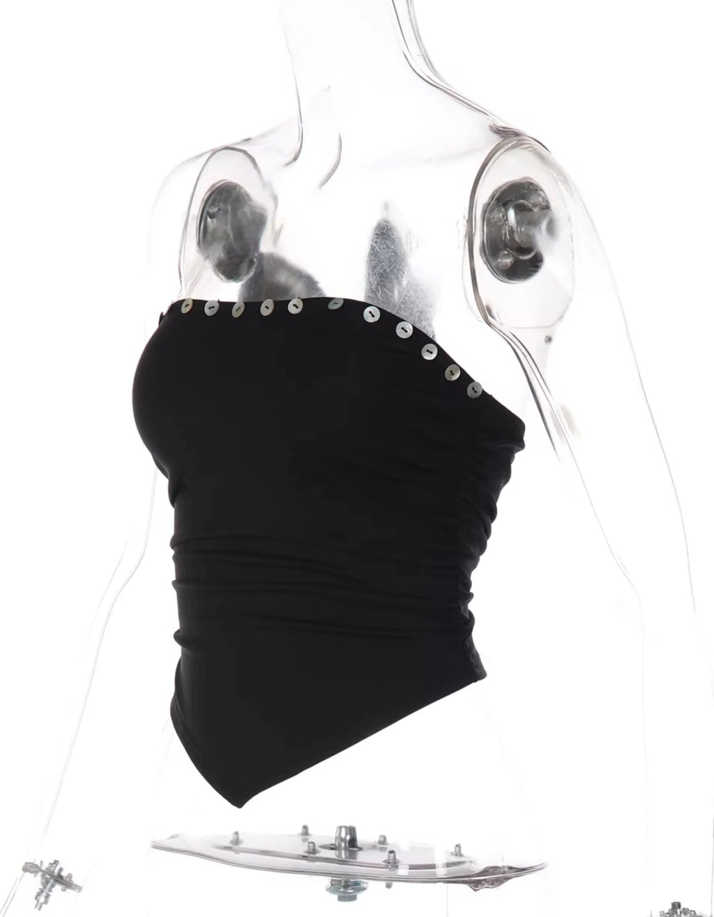 Pleated Button Trim Tube Top