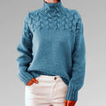 Women’s Knitted Turtleneck with Cable Pattern Warm and Soft