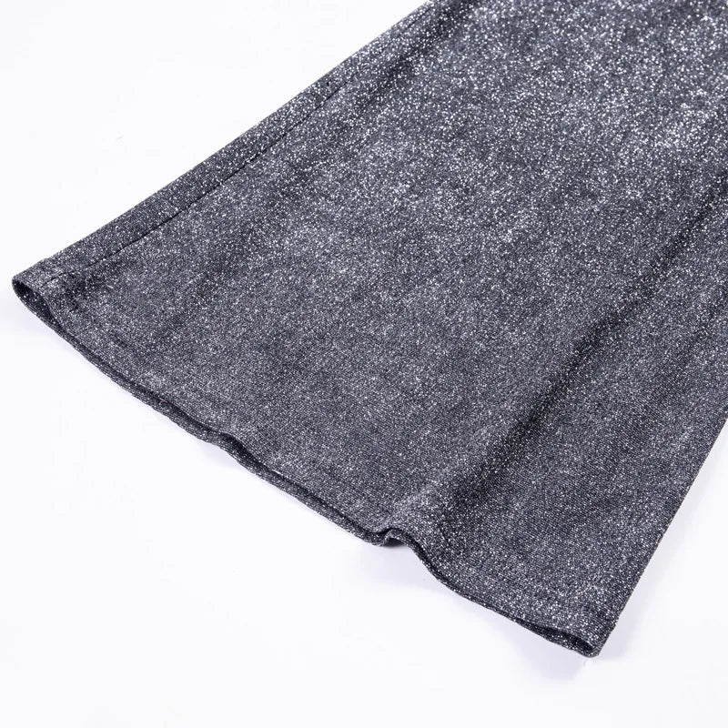 Elegant Glitter Party Pants for Women with Flared Legs