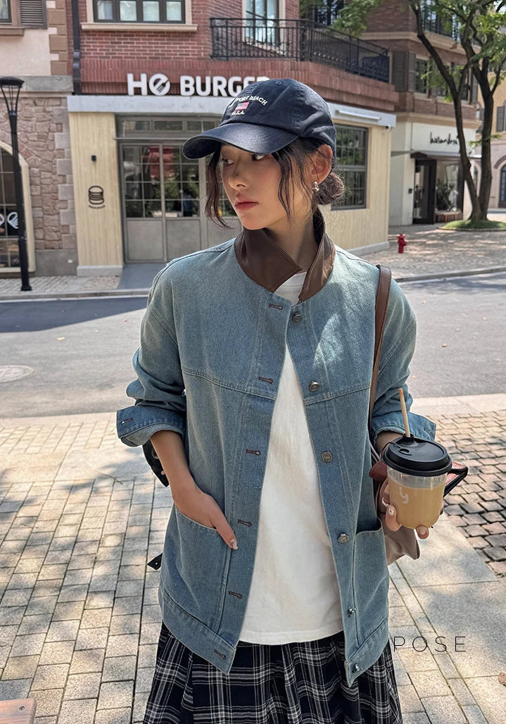 Saydee Panelled Washed Denim Jacket